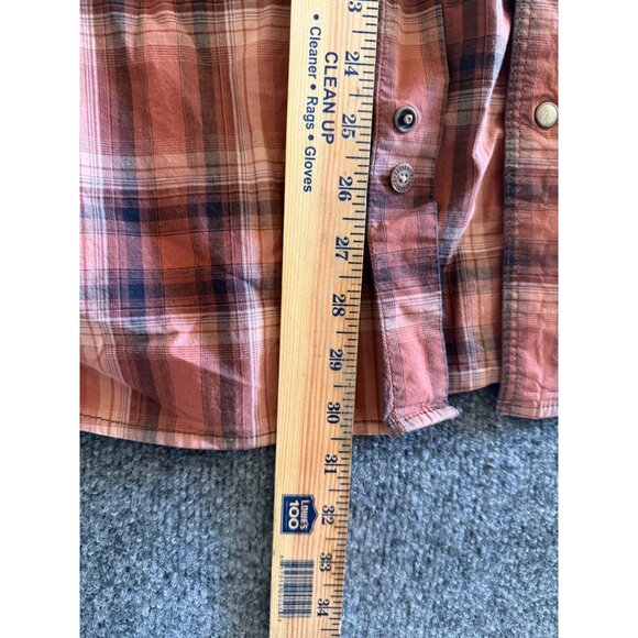 Carhartt Mens 2XL Relaxed Fit Plaid Short-Sleeve Button-Up Shirt Orange/Brown - Picture 10 of 10